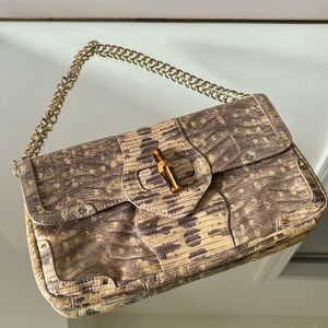 Elaine Turner Snakeskin Envelope Clutch